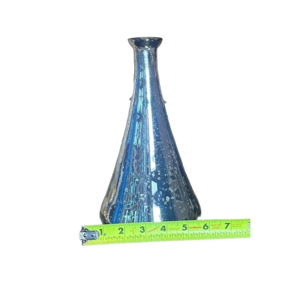 Three Hands Corp. Silver Mercury Glass Conical Vase, 9.5” Item 36241